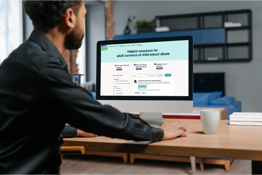 Male adult survivor using the CSA Centre's new helpful resources hub
